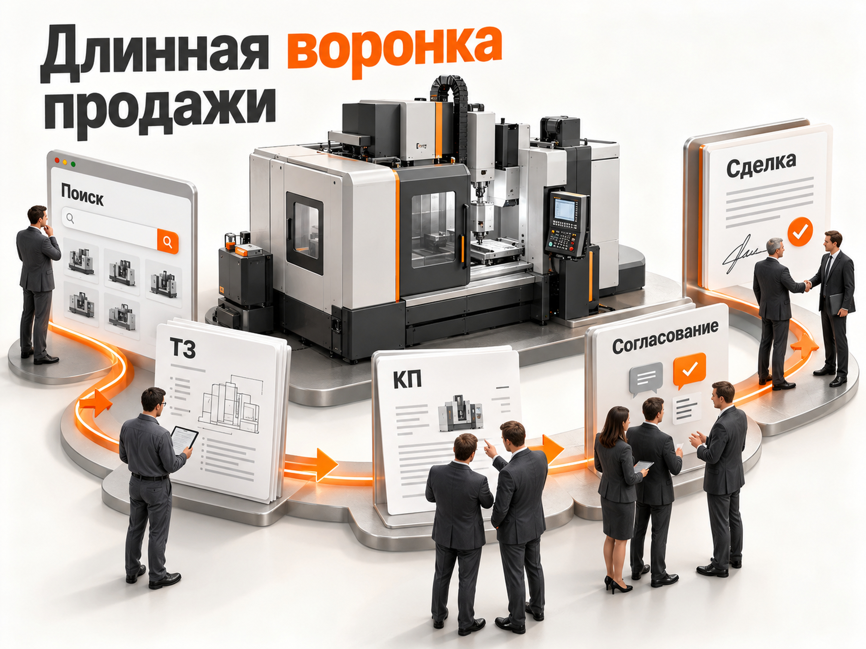 Длинная воронка продаж дорогого оборудования