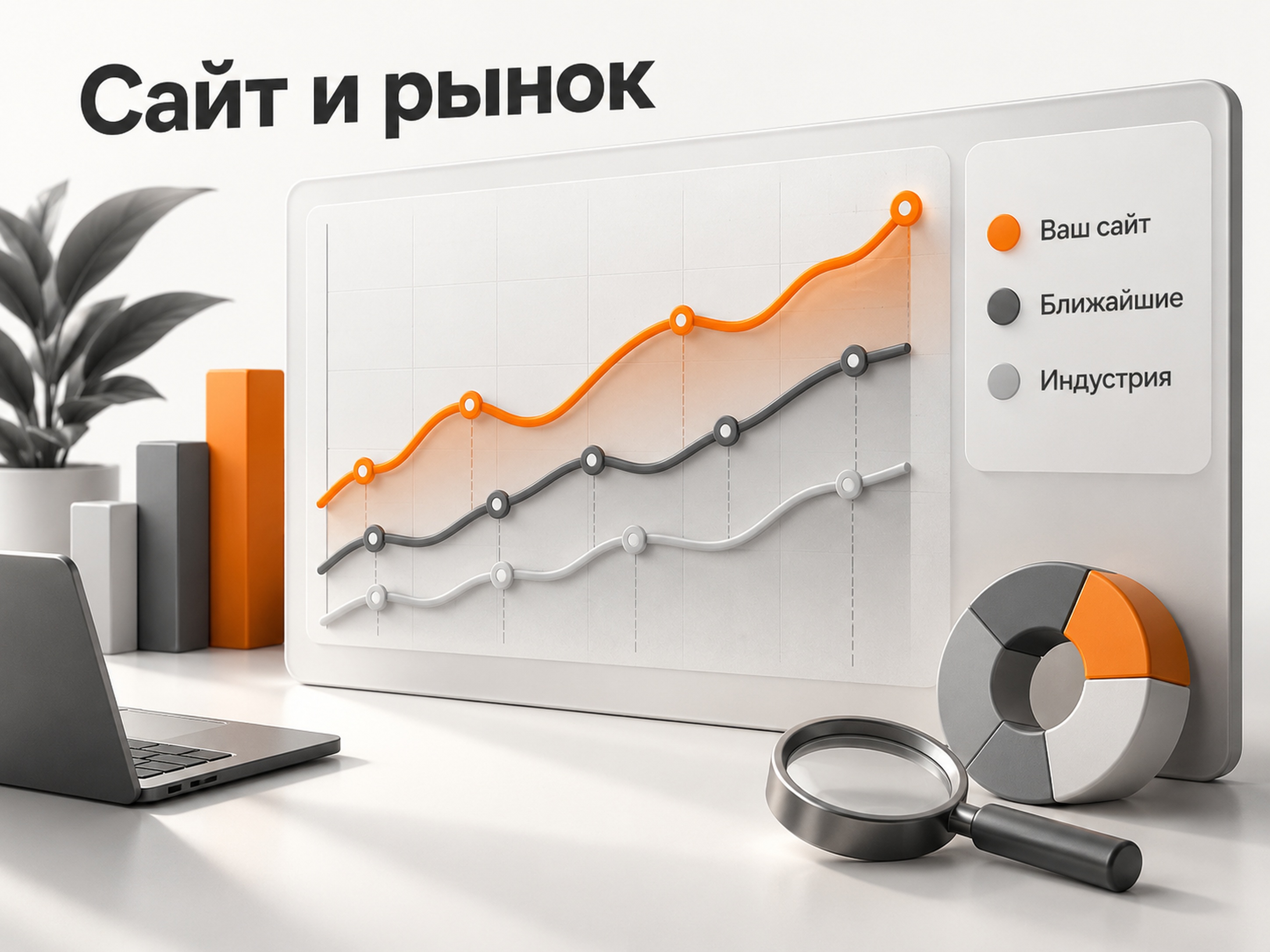 Сравнение показателей сайта, индустрии и ближайших участников рынка в Яндекс Метрике