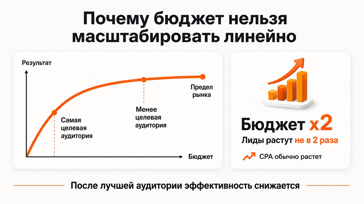 Почему бюджет Яндекс Директа нельзя масштабировать линейно