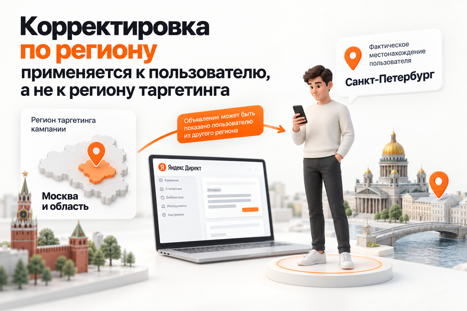 Фактическое местонахождение пользователя для региональной корректировки