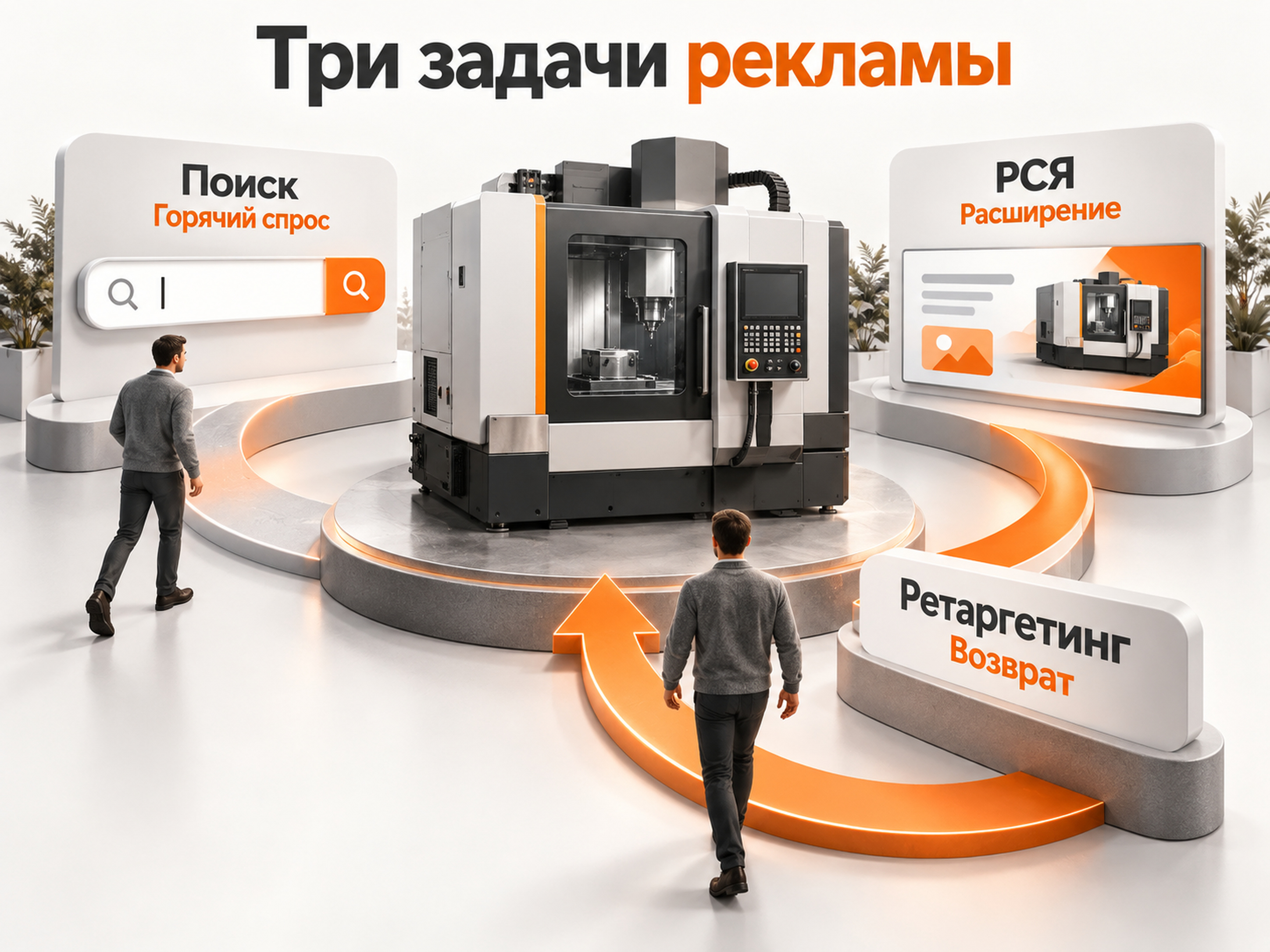 Поиск, РСЯ и ретаргетинг в продвижении оборудования