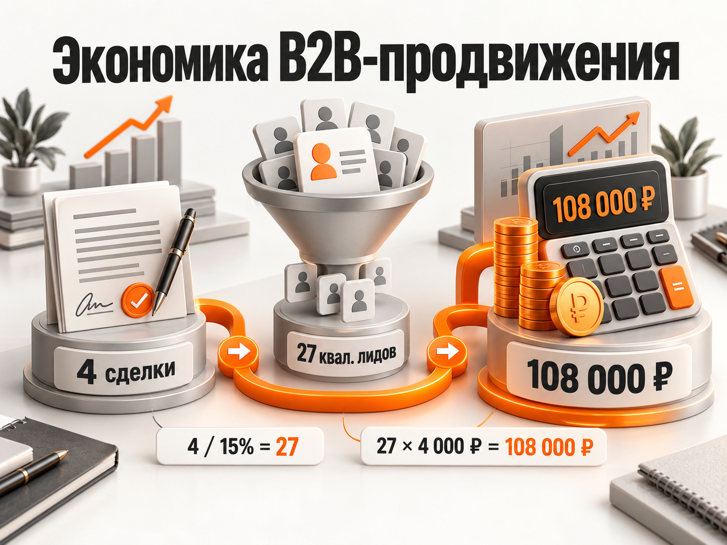 Расчет бюджета B2B-продвижения от четырех сделок до 108 000 рублей