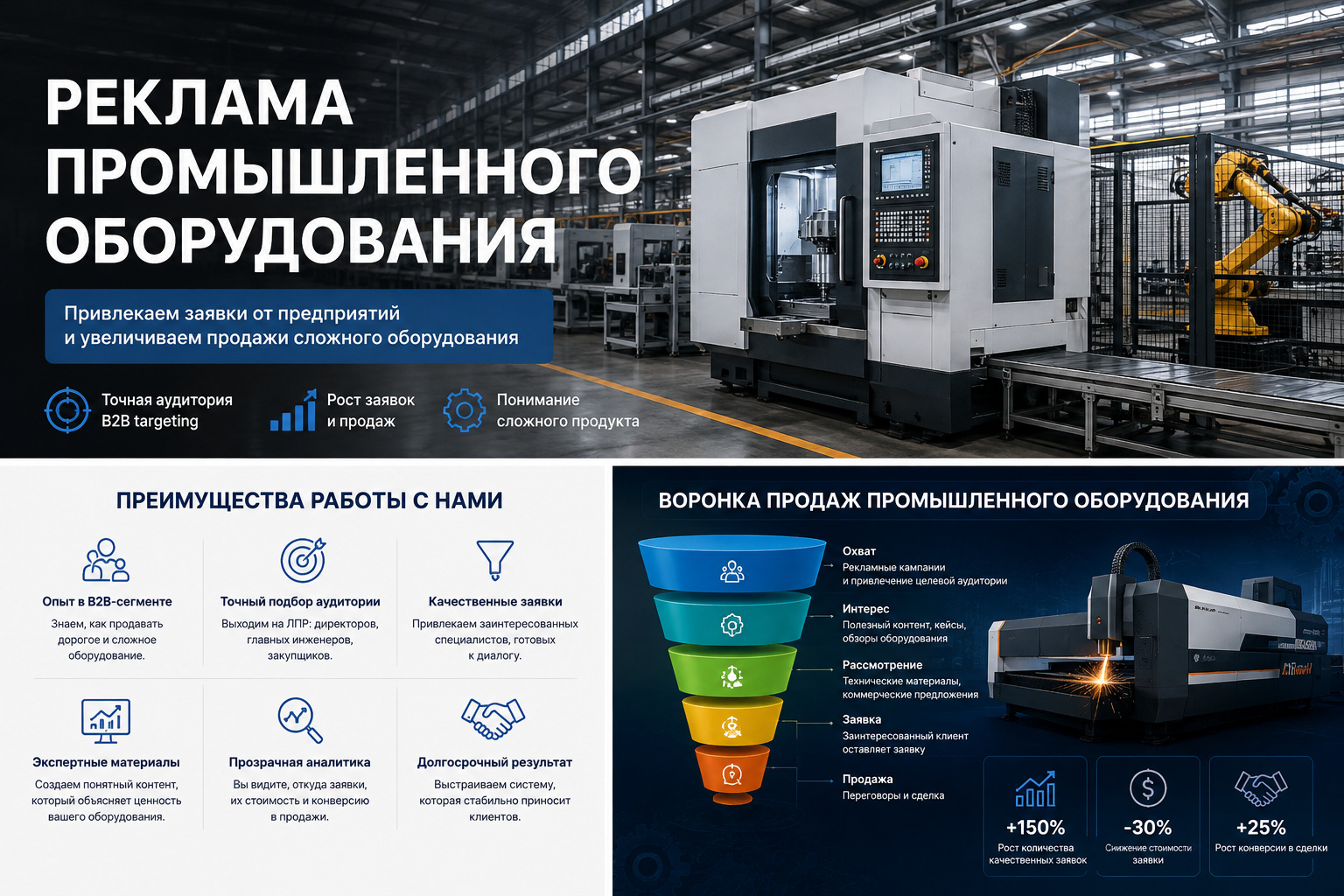Схема рекламы промышленного оборудования от спроса до заявки